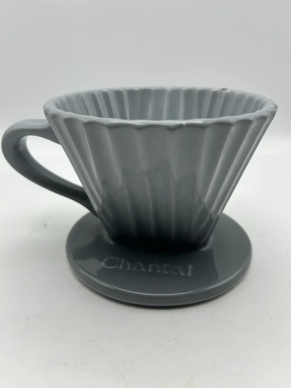 Chantal 8 oz Porcelain Pour Over Coffee Dripper Gray 92-FLT63 Fluted Cone